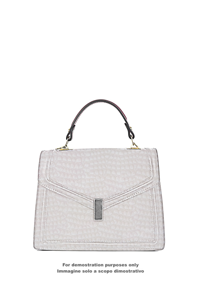 White GLOSSY CROCODILE embossed...