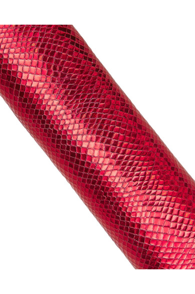 Pellame PITONE rosso, capra LAMINATA stampata rettile, pellame serpente metallizzato ideale per hobbisti