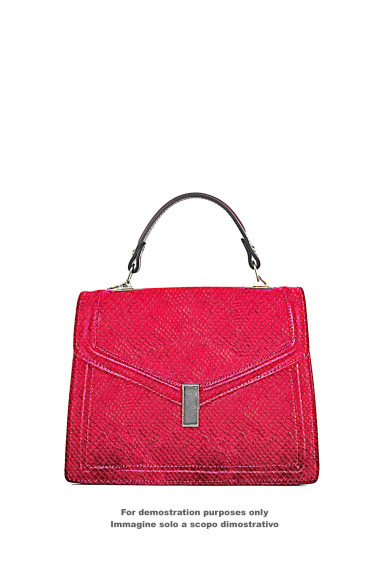 Red METALLIC PYTHON leather skin, glossy reptile printed goatskin, soft bright snakeskin