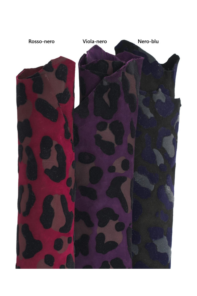 Pelle LEOPARDATA stampa FLOCK, capra...
