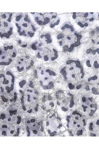 Metallic LEOPARD printed leather skin, steelmetal WRINKLED goatskin, animal texture - cheetah pattern on hide