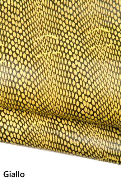 Pelle stampa RETTILE fuxia, giallo, capra morbida motivo SERPENTE, pellame morbido per fai da te