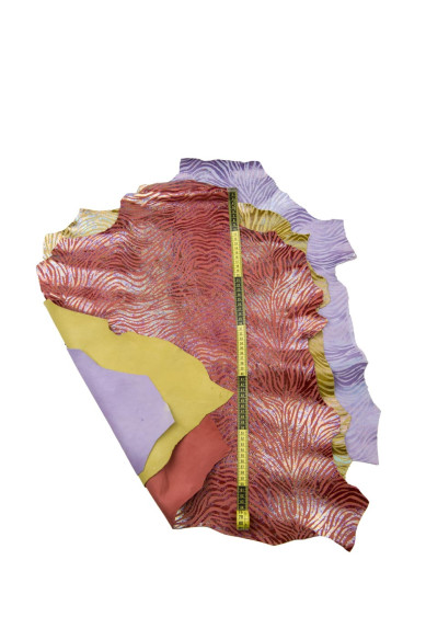 Pelle ZEBRATA OLEOGRAFICA, camoscio su capra laminato iridescente, pellame metallizzato per artigianato