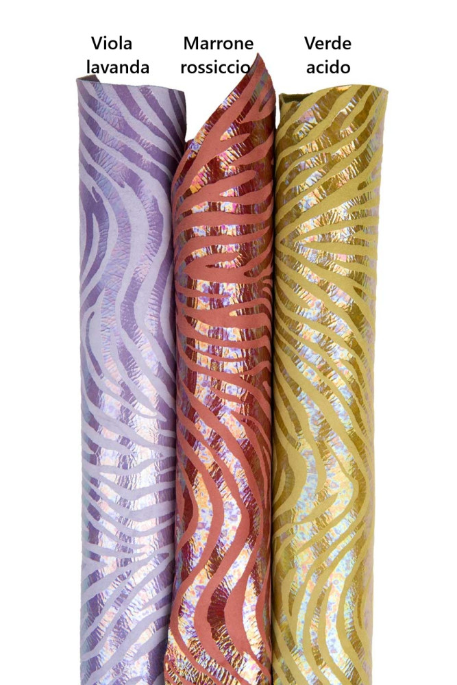 HOLOGRAPHIC ZEBRA textured goatskin,...