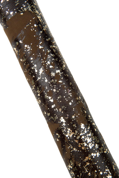 Pellame ARTISTICO marrone con glitter oro, pelle scamosciata decorata, NABUK metallizzato morbido