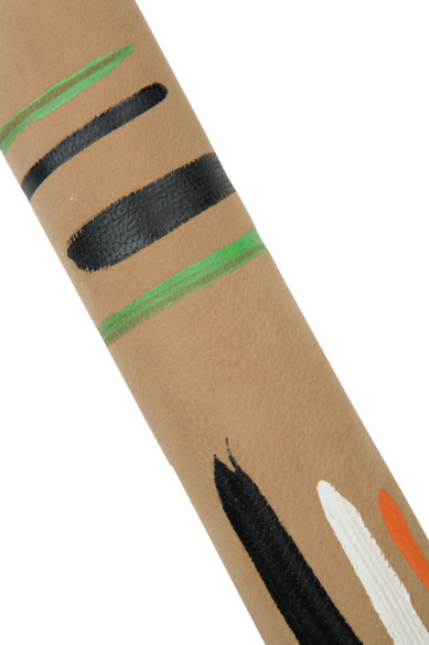 Pelle nabuk nocciola stampa MULTICOLOR, vitellino scamosciato DIPINTO a mano, pellame unico per artigiani