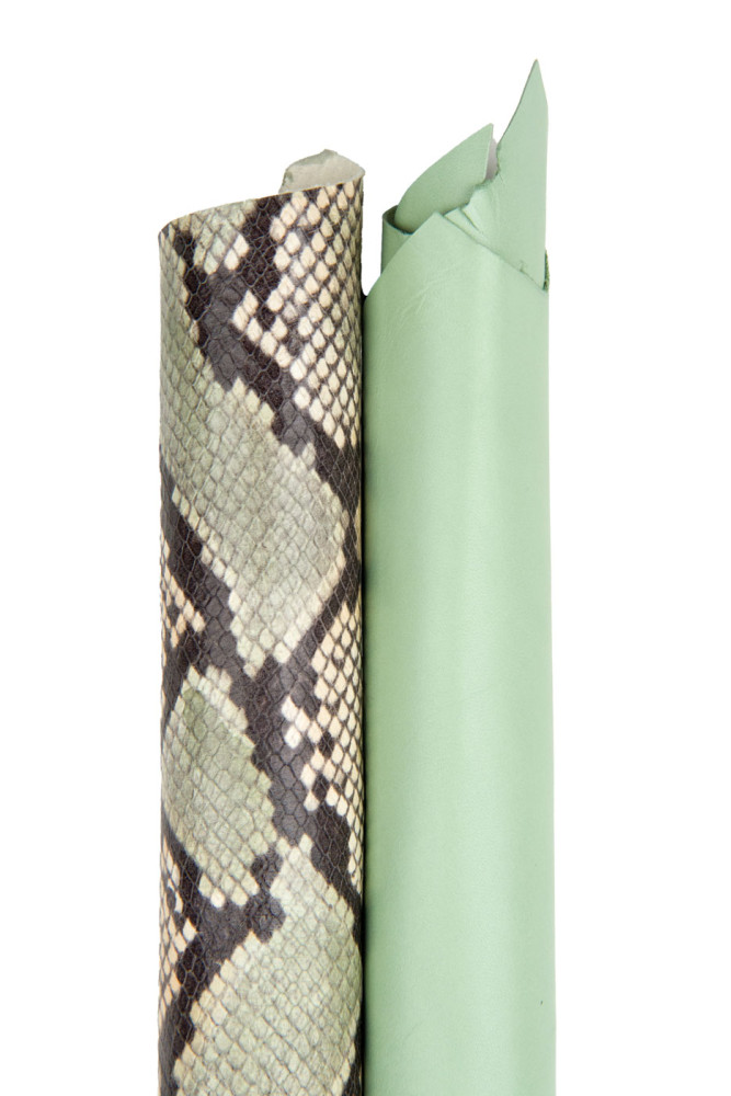 SET of 2 pastel GREEN leather skins,...