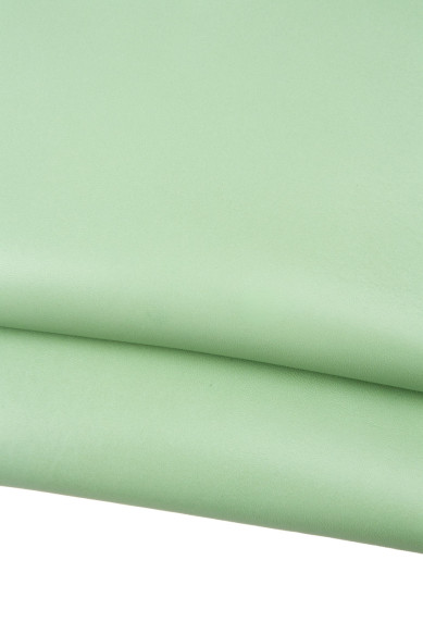 SET of 2 pastel GREEN leather skins, solid color nappa sheepskin + snake python printed goastkin, as per picture