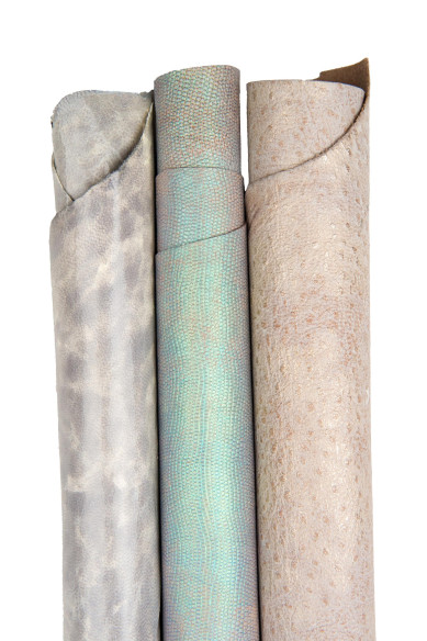 Pack 3 pellami grigio celeste beige, pelli LUCIDE MORBIDE luminose, capre abbinate come da foto