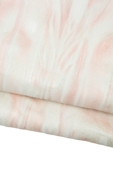 Lotto di 3 pelli ROSA e platino, assortimento pellami LAMINATI e stampati abbinati come da foto