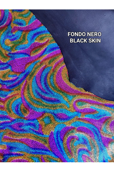 Pelle multicolor IRIDESCENTE, capra laminata stampa crackle, pellame vivace per il fai da te