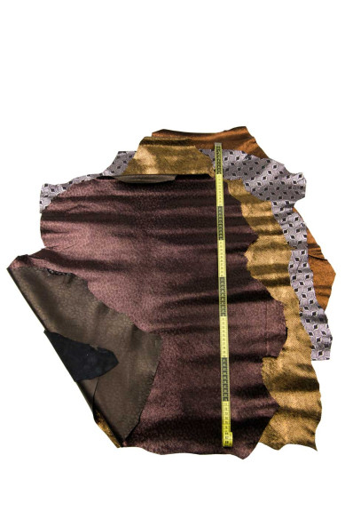 LOTTO di 4 pelli laminate come da foto - pellami METALLIZZATI morbidi in varie stampe - per hobbisti