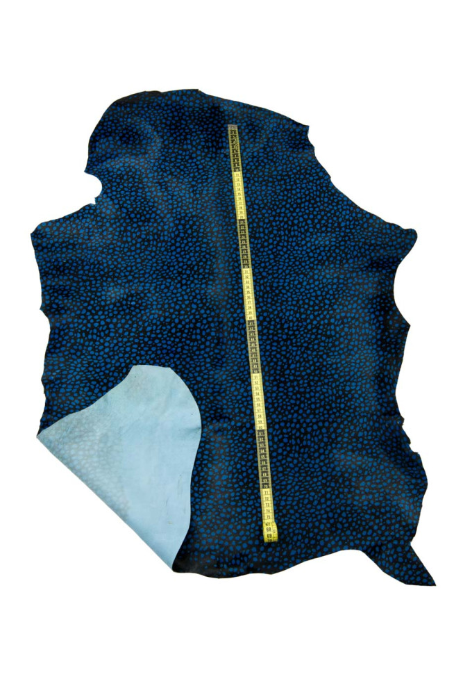 ANIMAL printed pony calfskin, blue -...