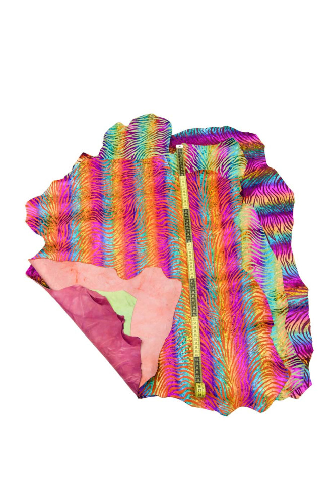 MULTICOLOR ZEBRA textured leather...