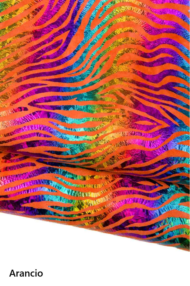 MULTICOLOR ZEBRA textured leather...