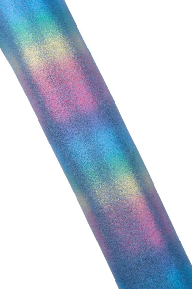 Pelle laminata MULTICOLOR, capra scamosciata celeste stampa a RIGHE colorate, pellame arcobaleno per il fai da te