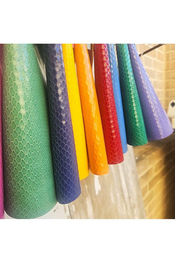 10 Colorful Printed Leather Scraps...