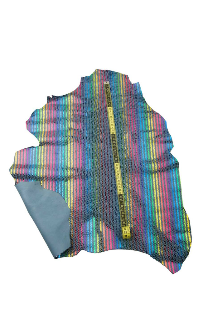 Multicolor STRIPED printed leather...