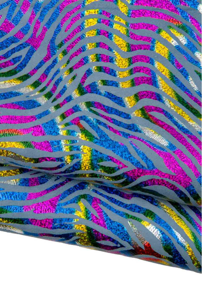 Pelle ZEBRATA iridescente MULTICOLOR,...