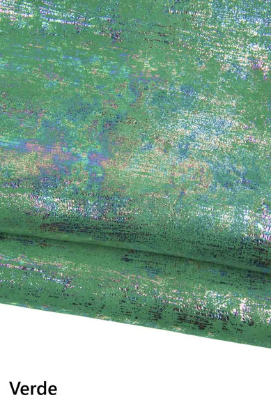 Pelle scamosciata LAMINATA OLEOGRAFICA, pellame di camoscio colorato metallizzato, capra morbida per fai da te