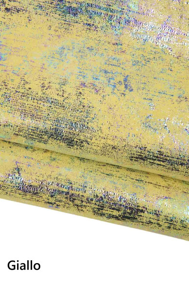 HOLOGRAPHIC METALLIC leather skin, iridescent metallic print on suede goatskin - in different colors