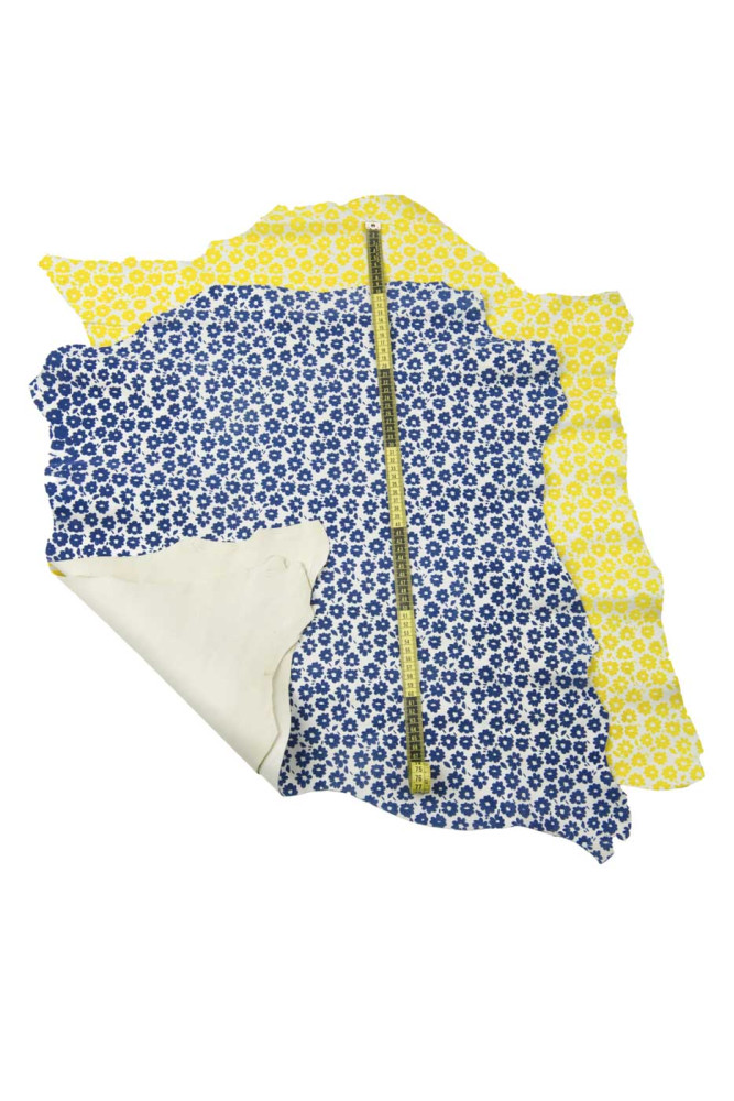 FLORAL textured leather skin, yellow...