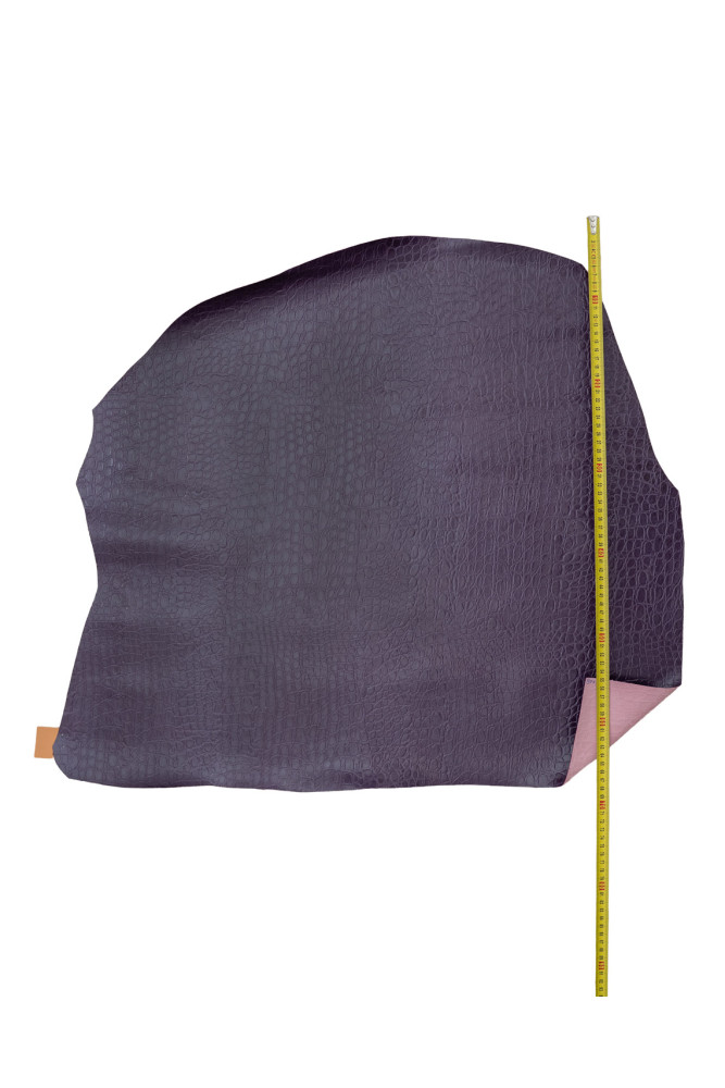 Purple CROCODILE embossed leather...