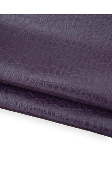 Pellame COCCODRILLO viola, vitello LUCIDO stampa alligatore, pelle di lusso per artigianato, lucida, semi rigida