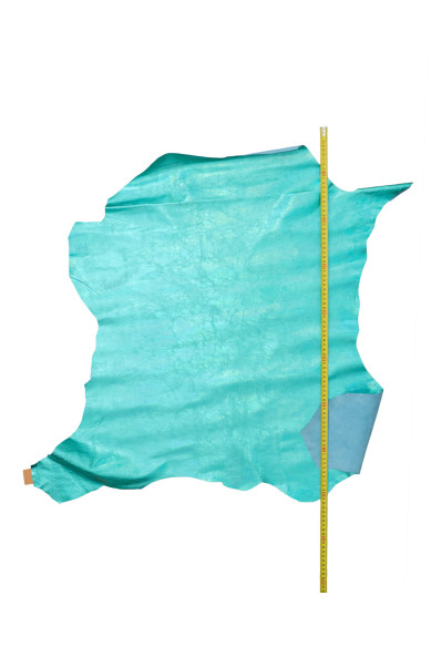 TURQUOISE metallic leather skin, IRIDESCENT soft sheepskin, holographic wrinkled lambskin for hobbyists