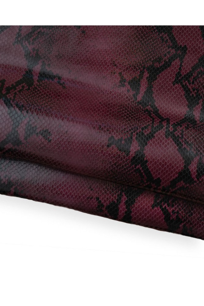 Burgundy PYTHON textured leather...
