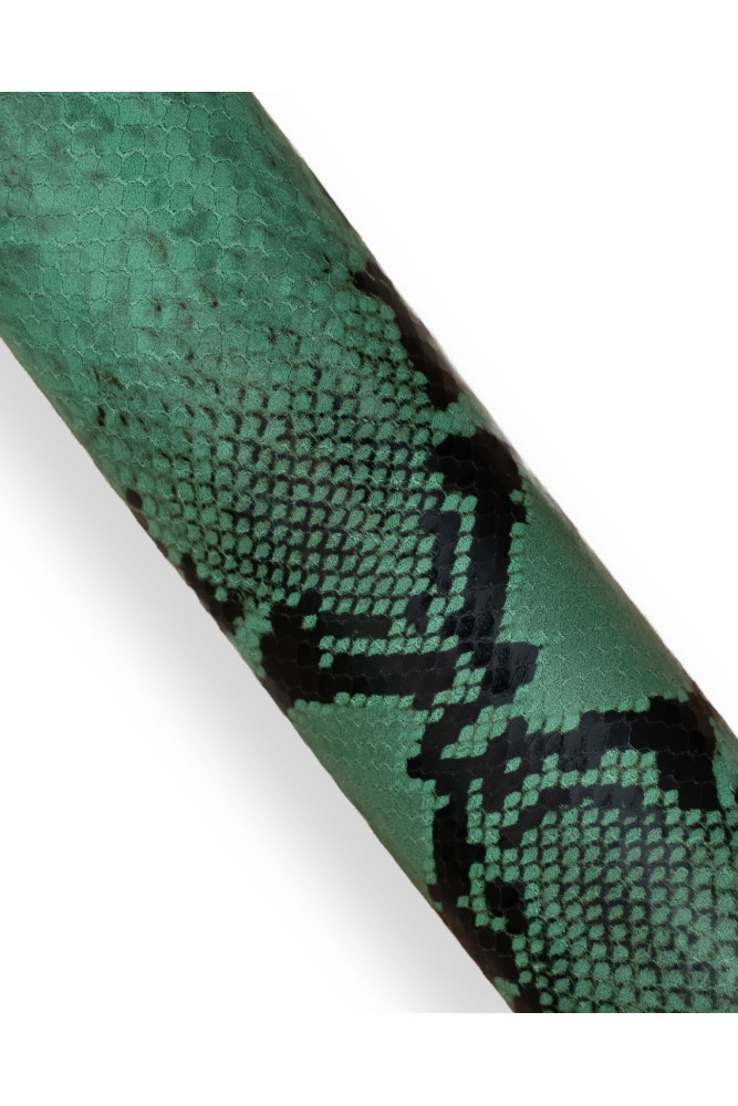 Green - black PYTHON textured leather...