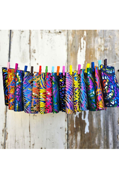 10 Colorful printed leather scraps RANDOM selection ZEBRA CHEETAH bright and colorful metallic pieces  6x5" / 15x12 cm