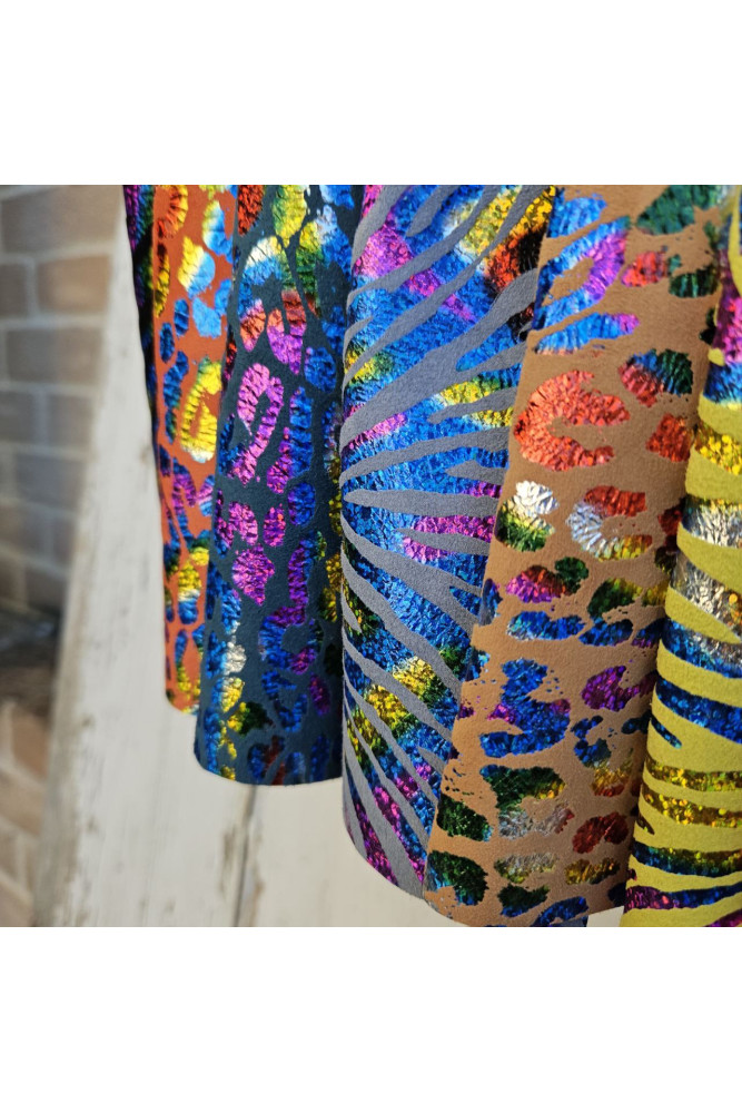 10 Colorful printed leather scraps...