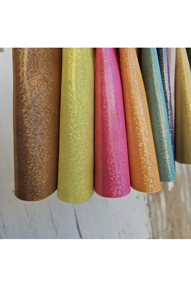 10 Colorful printed leather scraps...