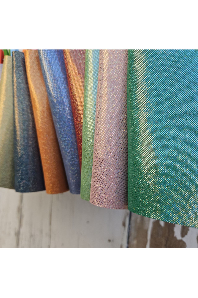 10 Colorful printed leather scraps...