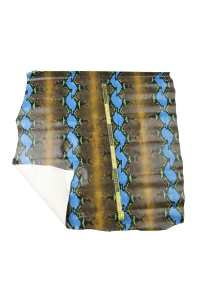 Pelle stampa PITONE marrone blu verde, vitello lucido disegno animalier SERPENTE, pellame morbido motivo rettile