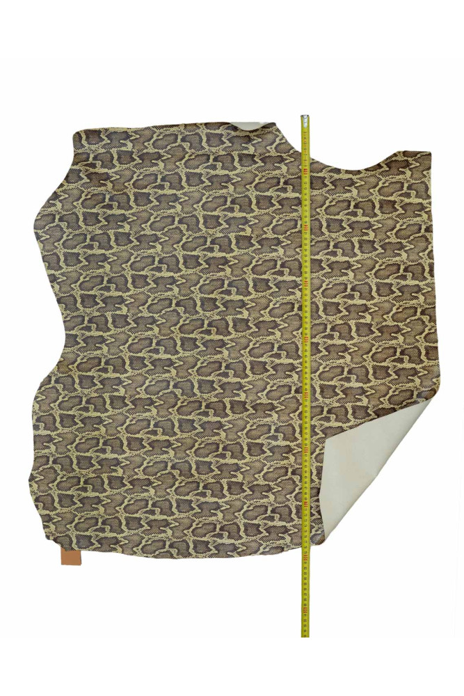 PYTHON textured leather hide, beige...