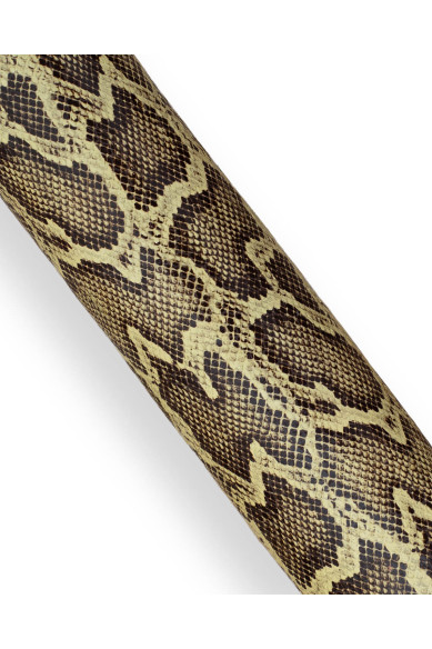 PYTHON textured leather hide, beige brown reptile printed calfskin, SNAKE pattern on soft hide
