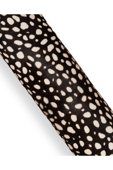 Pellame CAVALLINO marrone stampa MACULATA bianco latte, pelle vitello pony motivo animalier per hobbisti