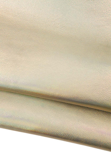 Light GOLD goatskin, IRIDESCENT metallic leather skin, platinum sparkle hide for hobbyists