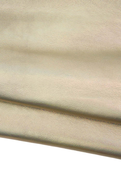 Light GOLD goatskin, IRIDESCENT metallic leather skin, platinum sparkle hide for hobbyists