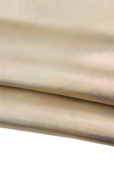 Light GOLD goatskin, IRIDESCENT metallic leather skin, platinum sparkle hide for hobbyists