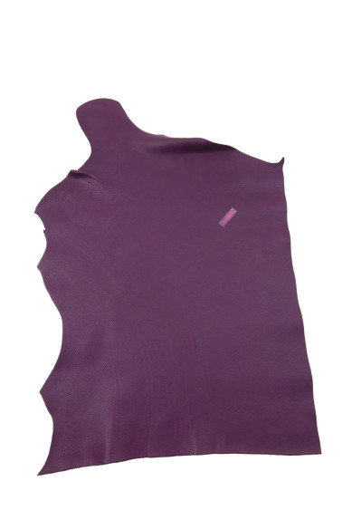 Eggplant purple GRAINY printed cowhide, sporty semi glossy leather hide, soft thick calfskin, 2.0 - 2.1 mm