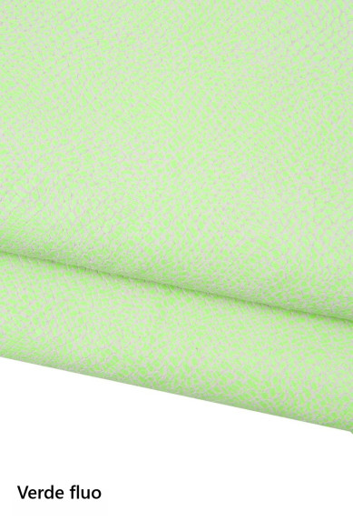 Pelle stampa mini GHEPARDO FLUORESCENTE rosa - verde, pellame di capra lucido stampa pitone motivo animalier fosforescente
