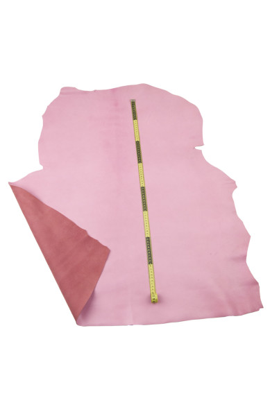 Pelle ROSA con grana piccola, vitello tinta unita opaco, pellame MORBIDO 1.4 - 1.6 mm per artigianato