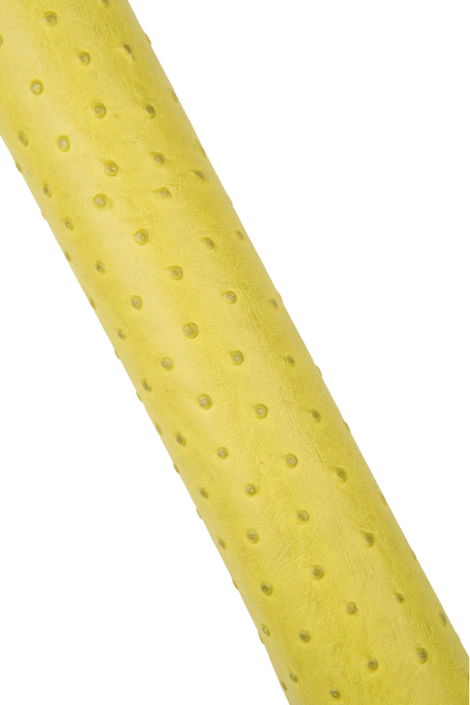 YELLOW OSTRICH printed leather hide,...