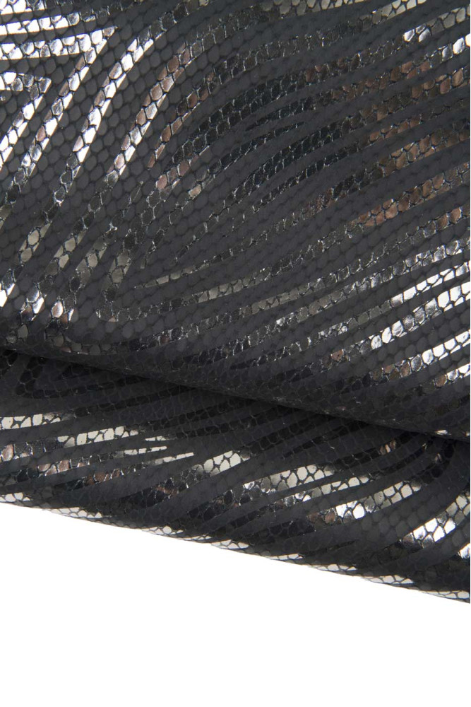 ZEBRA textured leather hide, METALLIC...