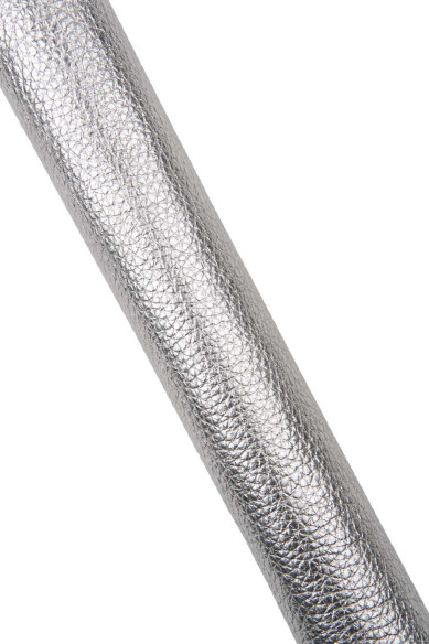 Silver pebble GRAIN printed cowhide, METALLIC embossed leather hide, brighr soft calfskin, 1.1 - 1.2 mm