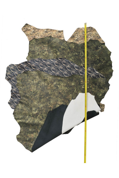 Set di 4 pelli laminate stampate verde blu, assortimento di pellami per il fai da te abbinati come da foto