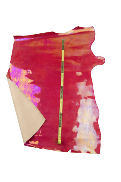 Pelle VERNICE OLEOGRAFICA rosso magenta, pellame lucido liscio, pellame verniciato tempra standard, 1.1 - 1.3 mm